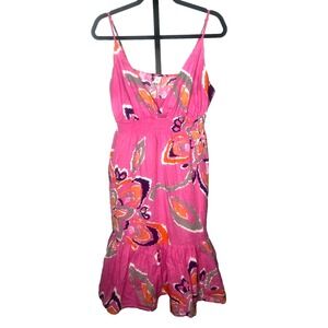 Vintage Old‎ Navy Midi Dress Women's Size XL pink Floral Sundress Tiered Ruffle